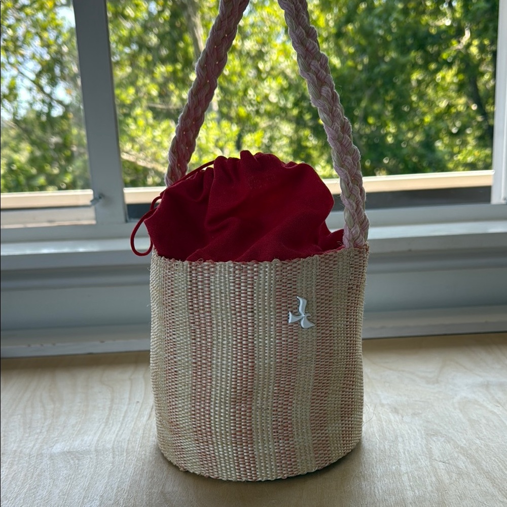 Chic Pink and Red Mini Bag with Woven Texture